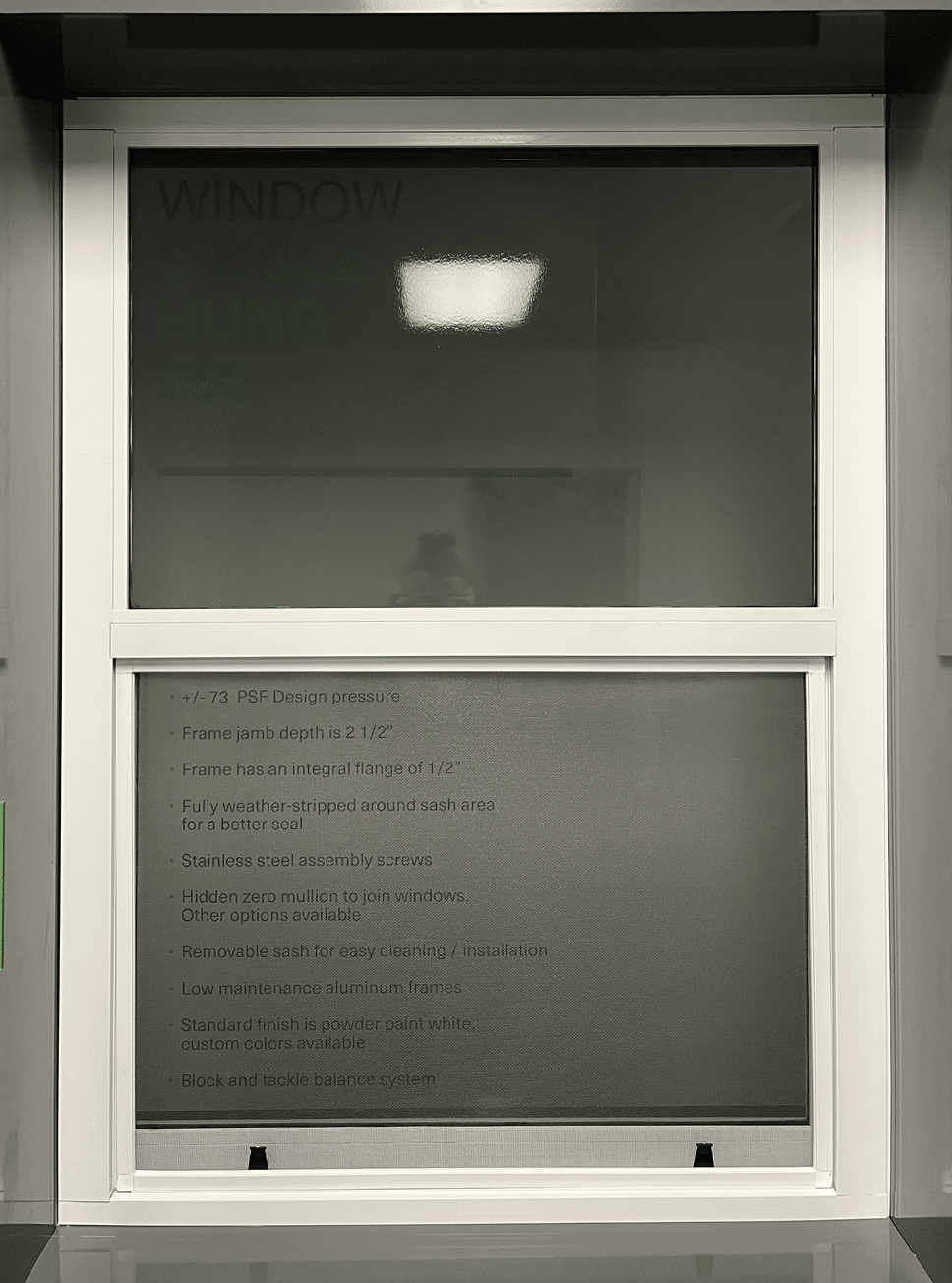 Airmaster 250 Impact Single Hung Window - White Frame / Grey Glass