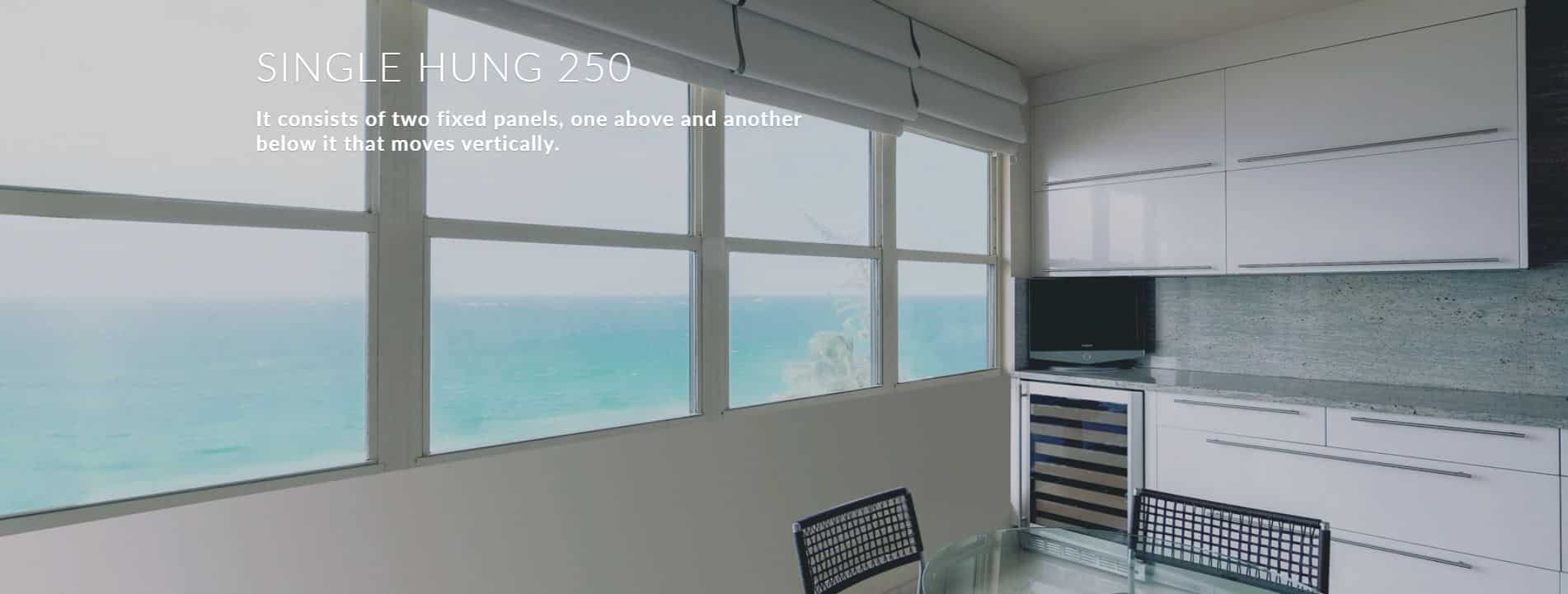 Airmaster 250 Impact Single Hung Window - White Frame / Grey Glass - Image 3